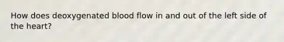 How does deoxygenated blood flow in and out of the left side of the heart?