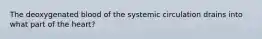 The deoxygenated blood of the systemic circulation drains into what part of the heart?