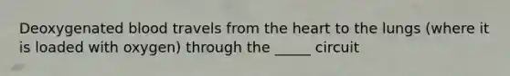 Deoxygenated blood travels from the heart to the lungs (where it is loaded with oxygen) through the _____ circuit