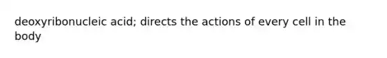 deoxyribonucleic acid; directs the actions of every cell in the body