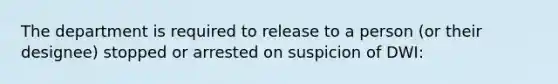 The department is required to release to a person (or their designee) stopped or arrested on suspicion of DWI: