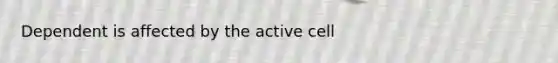 Dependent is affected by the active cell