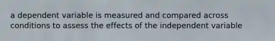 a dependent variable is measured and compared across conditions to assess the effects of the independent variable