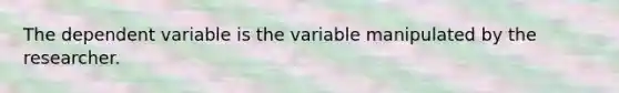 The dependent variable is the variable manipulated by the researcher.