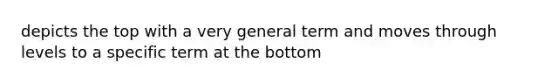 depicts the top with a very general term and moves through levels to a specific term at the bottom