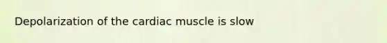 Depolarization of the cardiac muscle is slow