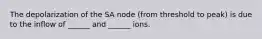 The depolarization of the SA node (from threshold to peak) is due to the inflow of ______ and ______ ions.