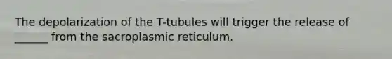 The depolarization of the T-tubules will trigger the release of ______ from the sacroplasmic reticulum.