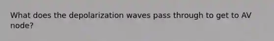 What does the depolarization waves pass through to get to AV node?