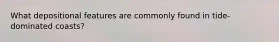 What depositional features are commonly found in tide-dominated coasts?