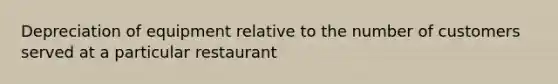 Depreciation of equipment relative to the number of customers served at a particular restaurant