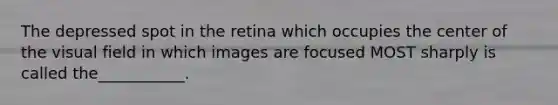 The depressed spot in the retina which occupies the center of the visual field in which images are focused MOST sharply is called the___________.