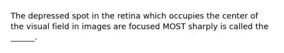 The depressed spot in the retina which occupies the center of the visual field in images are focused MOST sharply is called the ______.