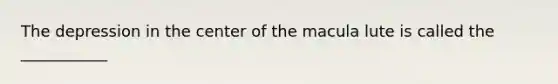 The depression in the center of the macula lute is called the ___________