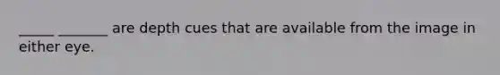 _____ _______ are depth cues that are available from the image in either eye.