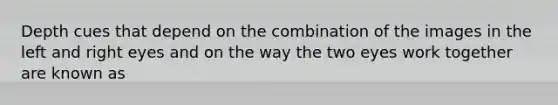 Depth cues that depend on the combination of the images in the left and right eyes and on the way the two eyes work together are known as