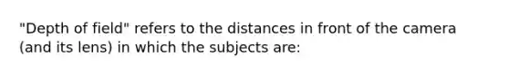 "Depth of field" refers to the distances in front of the camera (and its lens) in which the subjects are: