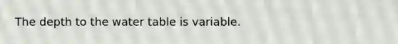 The depth to <a href='https://www.questionai.com/knowledge/kra6qgcwqy-the-water-table' class='anchor-knowledge'>the water table</a> is variable.