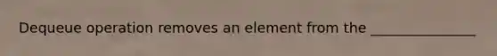 Dequeue operation removes an element from the _______________