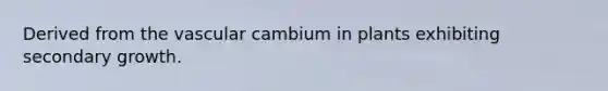 Derived from the vascular cambium in plants exhibiting secondary growth.