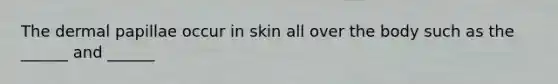 The dermal papillae occur in skin all over the body such as the ______ and ______