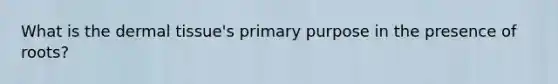 What is the dermal tissue's primary purpose in the presence of roots?