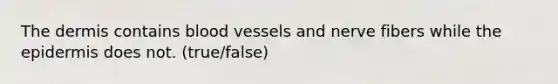 The dermis contains blood vessels and nerve fibers while the epidermis does not. (true/false)