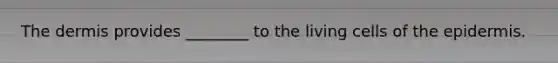 The dermis provides ________ to the living cells of the epidermis.