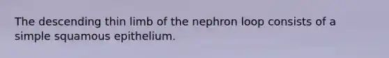 The descending thin limb of the nephron loop consists of a simple squamous epithelium.