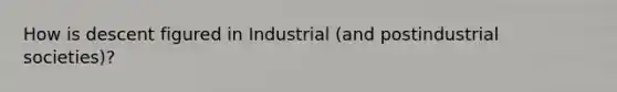 How is descent figured in Industrial (and postindustrial societies)?