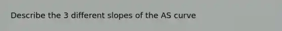 Describe the 3 different slopes of the AS curve