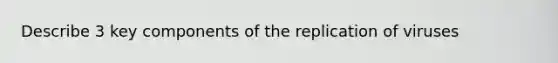 Describe 3 key components of the replication of viruses