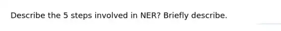 Describe the 5 steps involved in NER? Briefly describe.