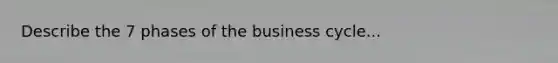 Describe the 7 phases of the business cycle...