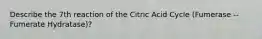 Describe the 7th reaction of the Citric Acid Cycle (Fumerase -- Fumerate Hydratase)?