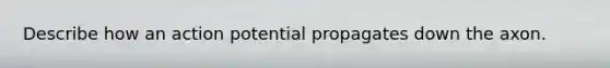 Describe how an action potential propagates down the axon.