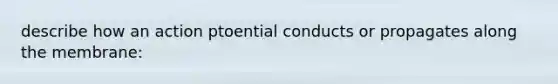 describe how an action ptoential conducts or propagates along the membrane: