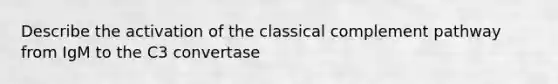 Describe the activation of the classical complement pathway from IgM to the C3 convertase