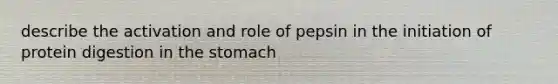 describe the activation and role of pepsin in the initiation of protein digestion in the stomach