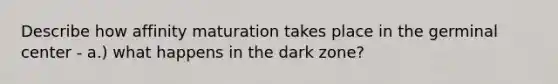 Describe how affinity maturation takes place in the germinal center - a.) what happens in the dark zone?