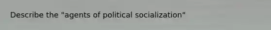 Describe the "agents of political socialization"