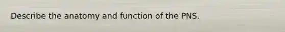 Describe the anatomy and function of the PNS.