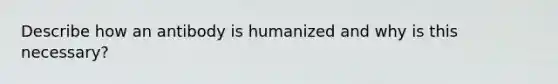 Describe how an antibody is humanized and why is this necessary?