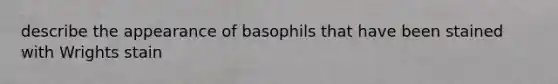 describe the appearance of basophils that have been stained with Wrights stain