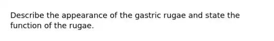 Describe the appearance of the gastric rugae and state the function of the rugae.