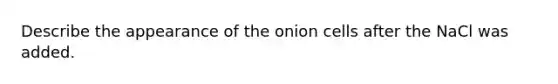 Describe the appearance of the onion cells after the NaCl was added.