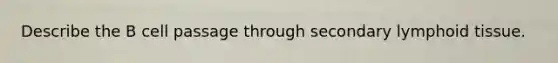 Describe the B cell passage through secondary lymphoid tissue.