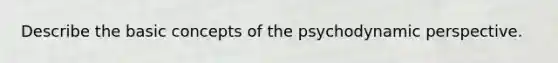 Describe the basic concepts of the psychodynamic perspective.