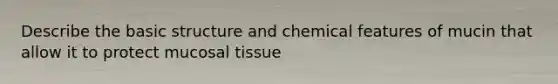 Describe the basic structure and chemical features of mucin that allow it to protect mucosal tissue