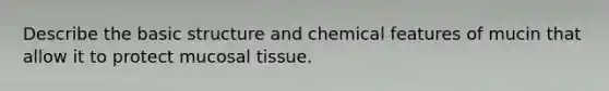 Describe the basic structure and chemical features of mucin that allow it to protect mucosal tissue.